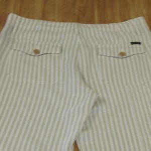 SANCTUARY Explorer Linen Blend Adjustable Crop Pants Size 30 (37) Beige Stripe